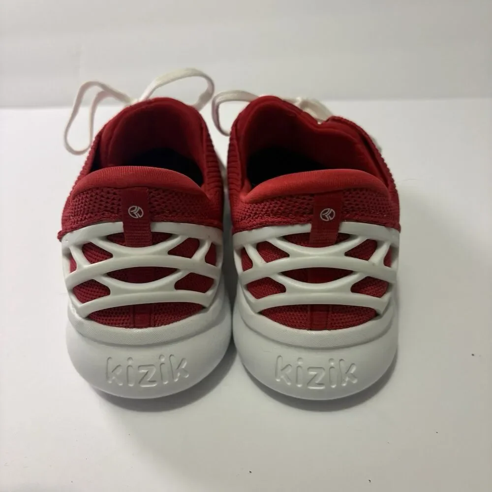 Kizik Kids’ Athens Red Alert Slip-On Sneakers Hands-Free No-Tie - White Shoes 5Y